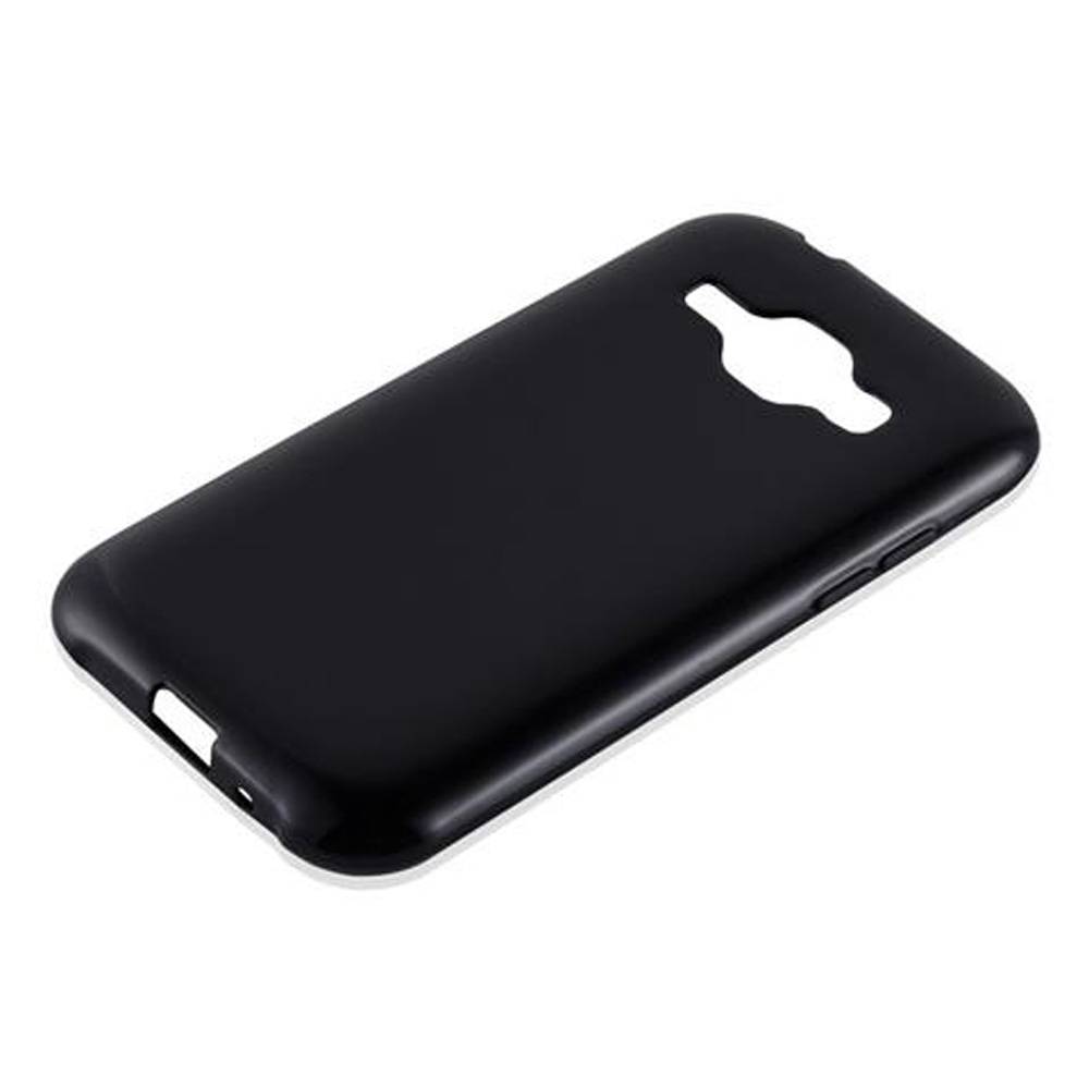 Cadorabo Hülle für Samsung Galaxy J1 2015 Schutz Hülle in Schwarz Schutzhülle TPU Silikon Cover Etui Case