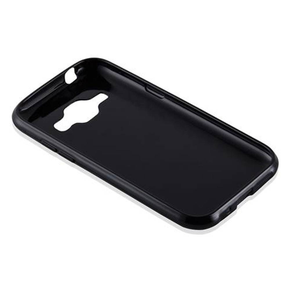 Cadorabo Hülle für Samsung Galaxy J1 2015 Schutz Hülle in Schwarz Schutzhülle TPU Silikon Cover Etui Case