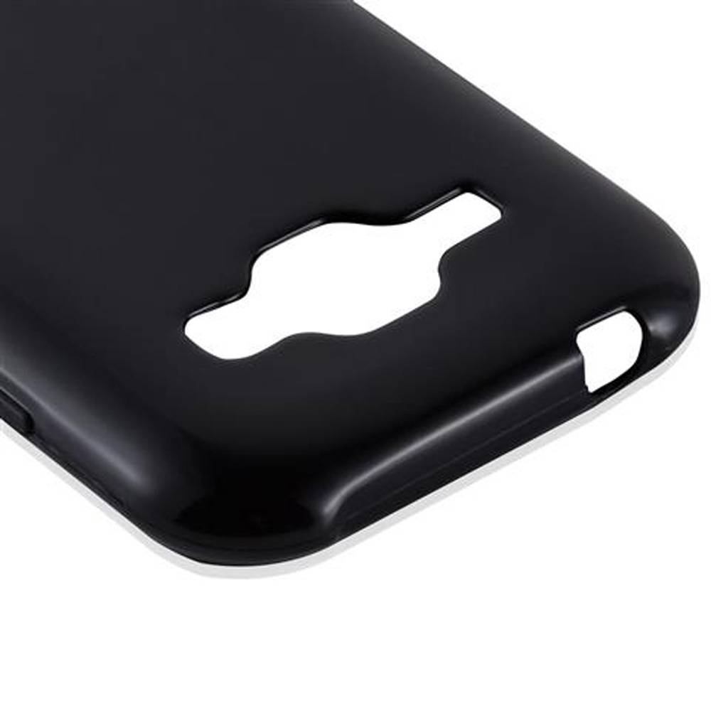 Cadorabo Hülle für Samsung Galaxy J1 2015 Schutz Hülle in Schwarz Schutzhülle TPU Silikon Cover Etui Case