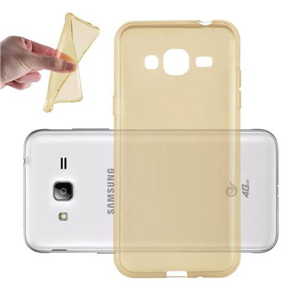 Cadorabo Hülle für Samsung Galaxy J3 2016 Schutz Hülle in Gelb Schutzhülle TPU Silikon Cover Etui Case
