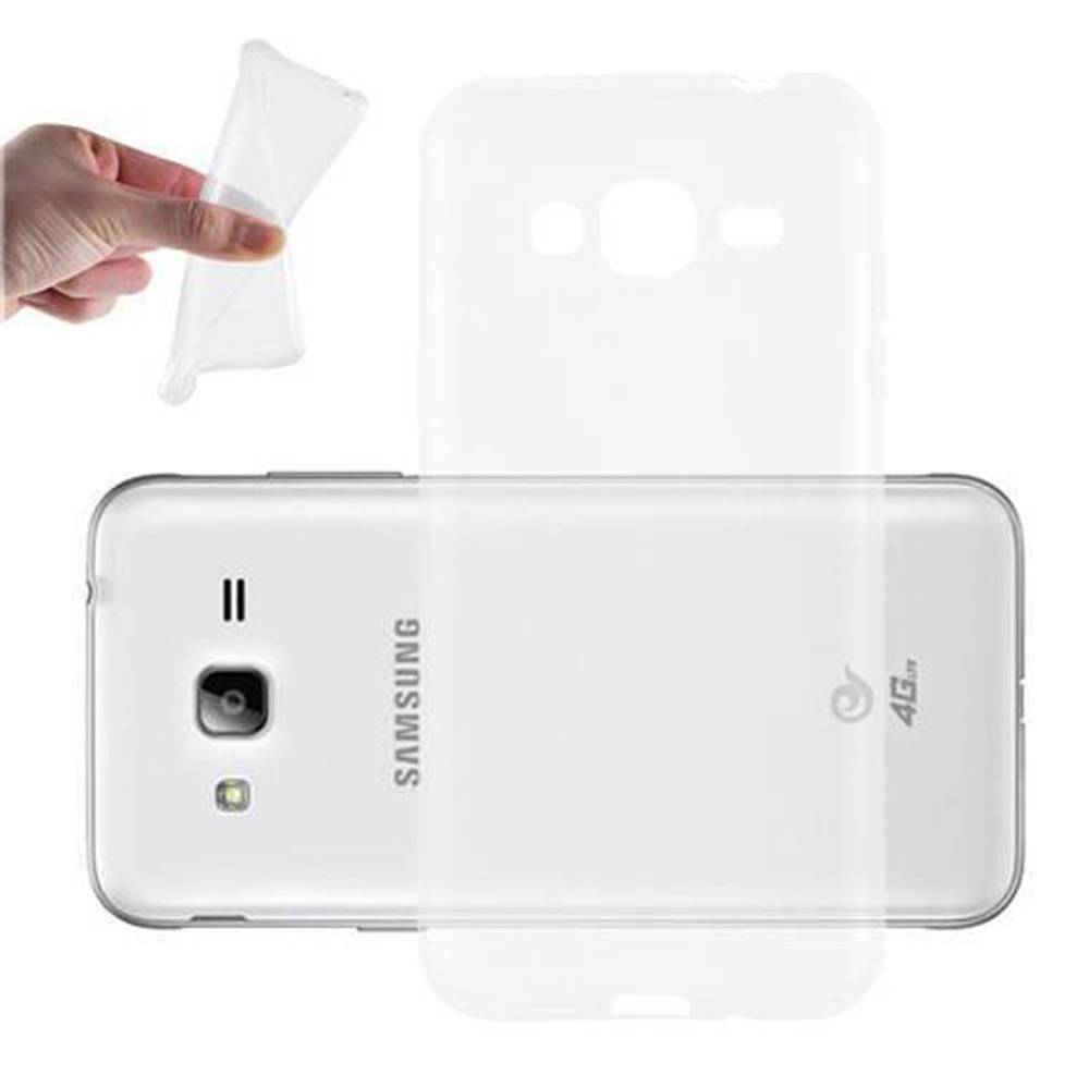 Cadorabo Hülle für Samsung Galaxy J3 2016 Schutz Hülle in Transparent Schutzhülle TPU Silikon Cover Etui Case