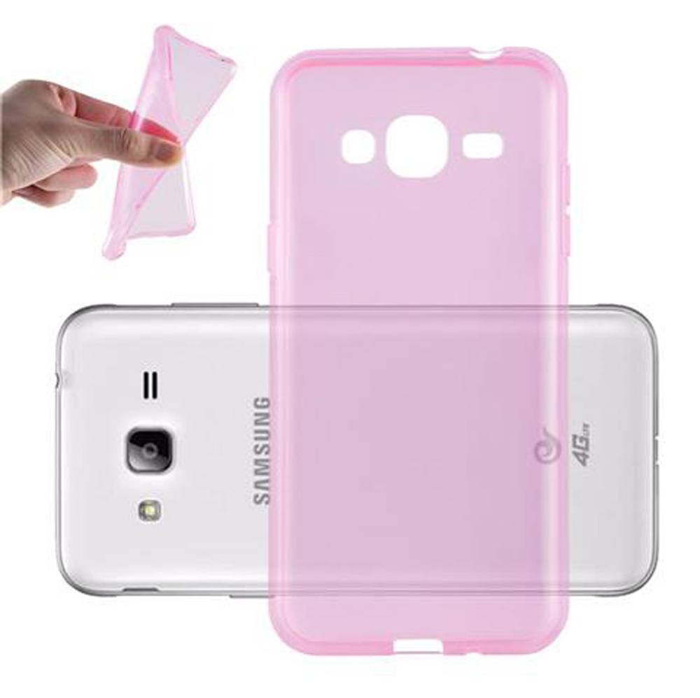 Cadorabo Hülle für Samsung Galaxy J3 2016 Schutz Hülle in Pink Schutzhülle TPU Silikon Cover Etui Case