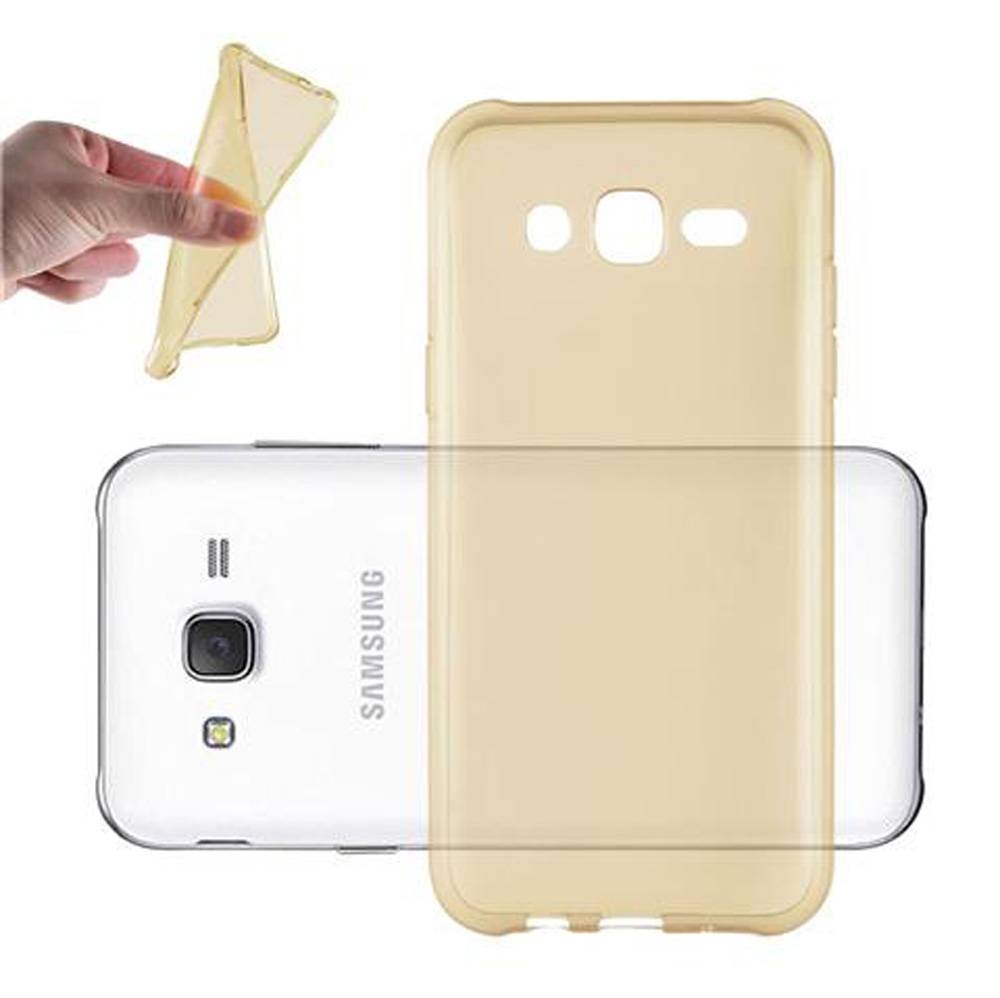 Cadorabo Hülle für Samsung Galaxy J3 2015 Schutz Hülle in Gelb Schutzhülle TPU Silikon Cover Etui Case