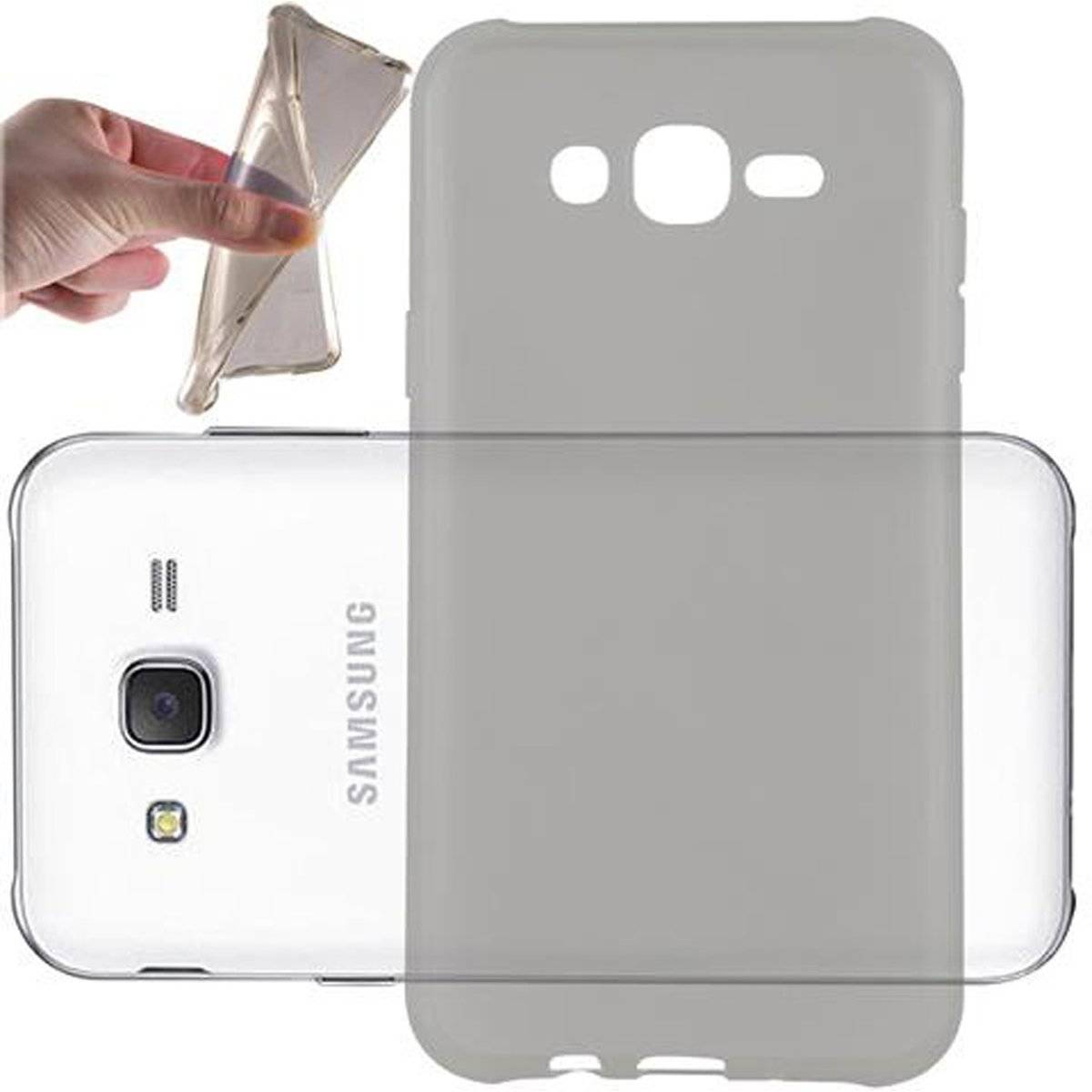 Flexible TPU Silikon Handy Schutzhülle - Hülle - ultra slim, transparent schwarz, Backcover für Samsung Galaxy J7 2015