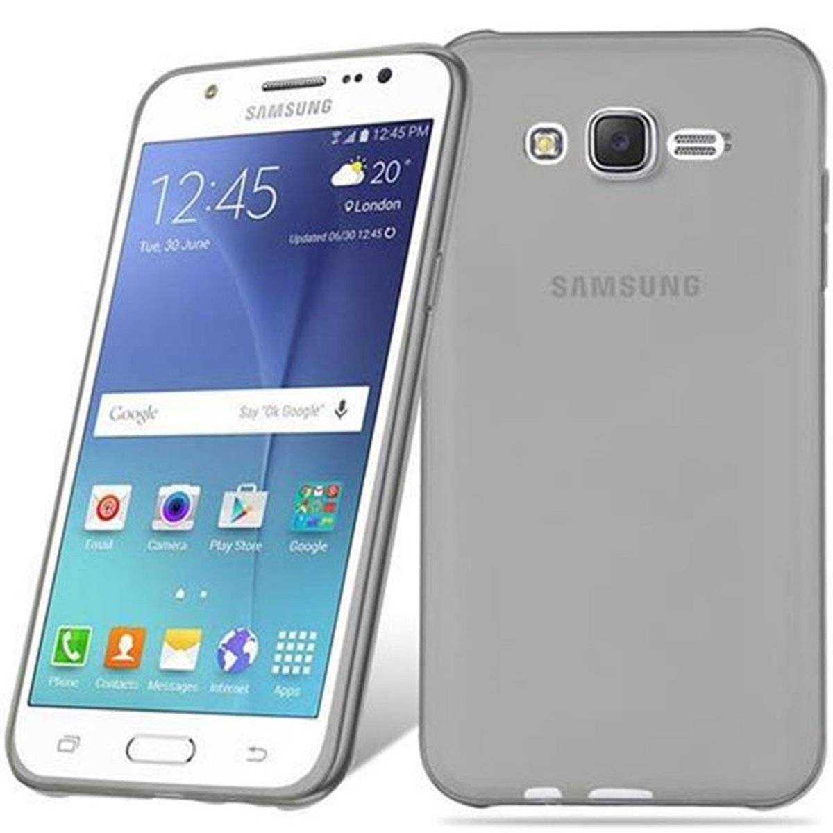 Flexible TPU Silikon Handy Schutzhülle - Hülle - ultra slim, transparent schwarz, Backcover für Samsung Galaxy J7 2015