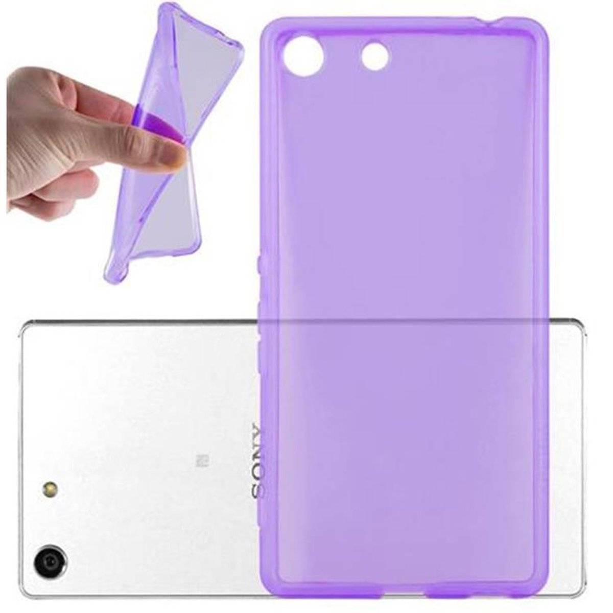 Flexible TPU Silikon Handy Schutzhülle - Hülle - ultra slim, transparent lila, Backcover für Sony Xperia M5