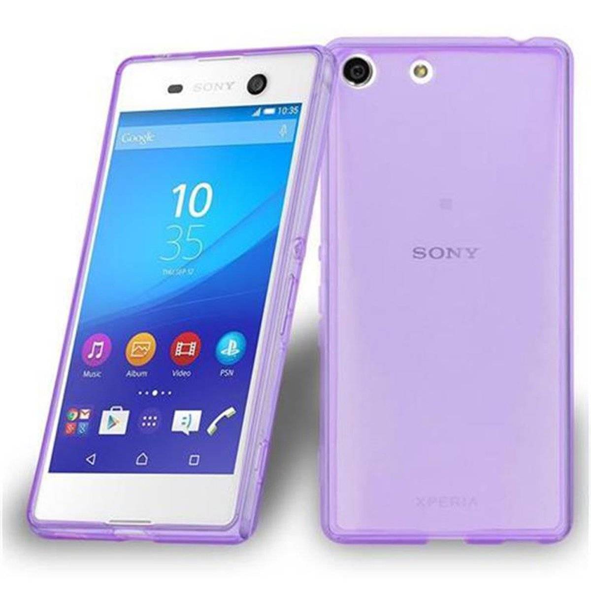 Flexible TPU Silikon Handy Schutzhülle - Hülle - ultra slim, transparent lila, Backcover für Sony Xperia M5