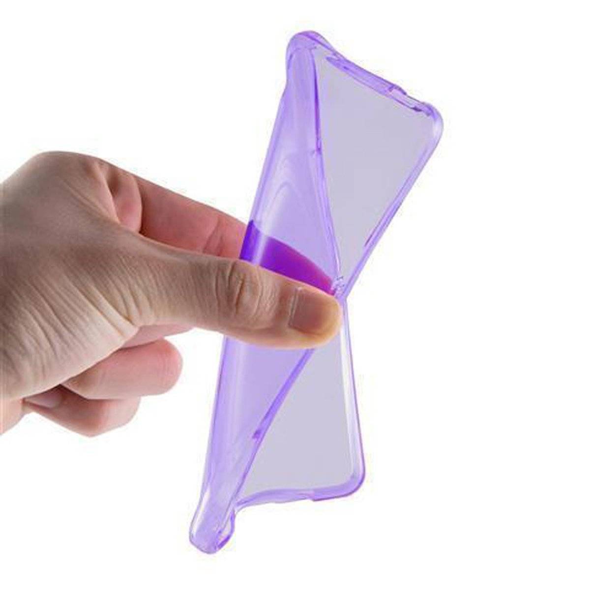 Flexible TPU Silikon Handy Schutzhülle - Hülle - ultra slim, transparent lila, Backcover für Sony Xperia M5