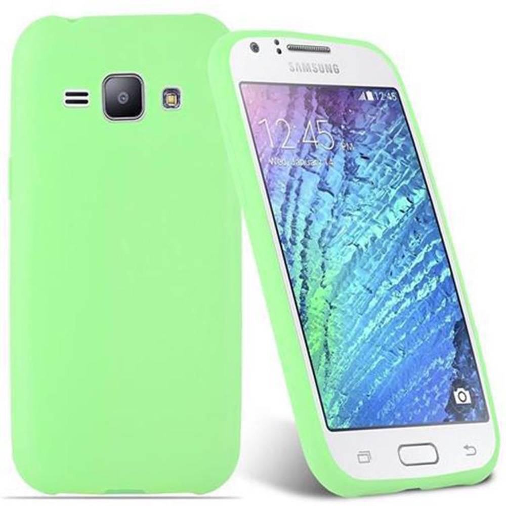 Cadorabo Hülle für Samsung Galaxy J1 2015 Schutzhülle in Grün Handyhülle TPU Silikon Etui Case Cover