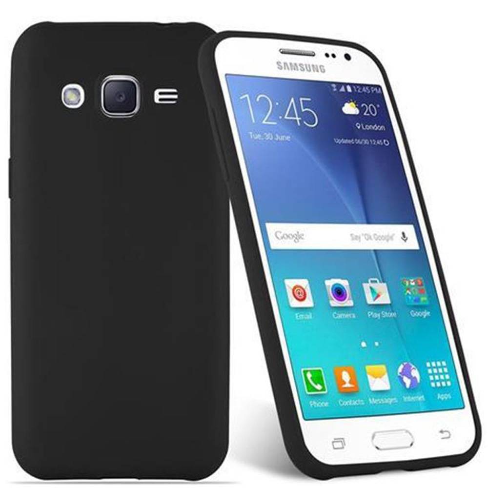 Cadorabo Hülle für Samsung Galaxy J2 2015 Schutzhülle in Schwarz Handyhülle TPU Silikon Etui Case Cover