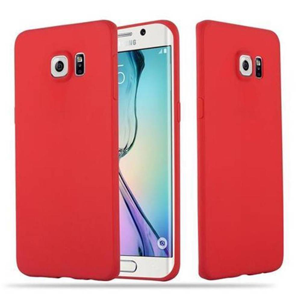 Cadorabo Hülle für Samsung Galaxy S6 EDGE Schutzhülle in Rot Handyhülle TPU Silikon Etui Case Cover