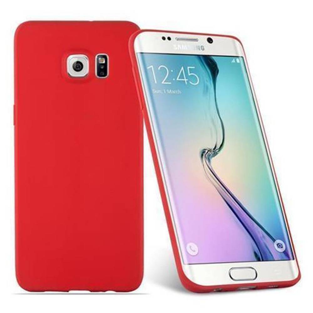 Cadorabo Hülle für Samsung Galaxy S6 EDGE Schutzhülle in Rot Handyhülle TPU Silikon Etui Case Cover