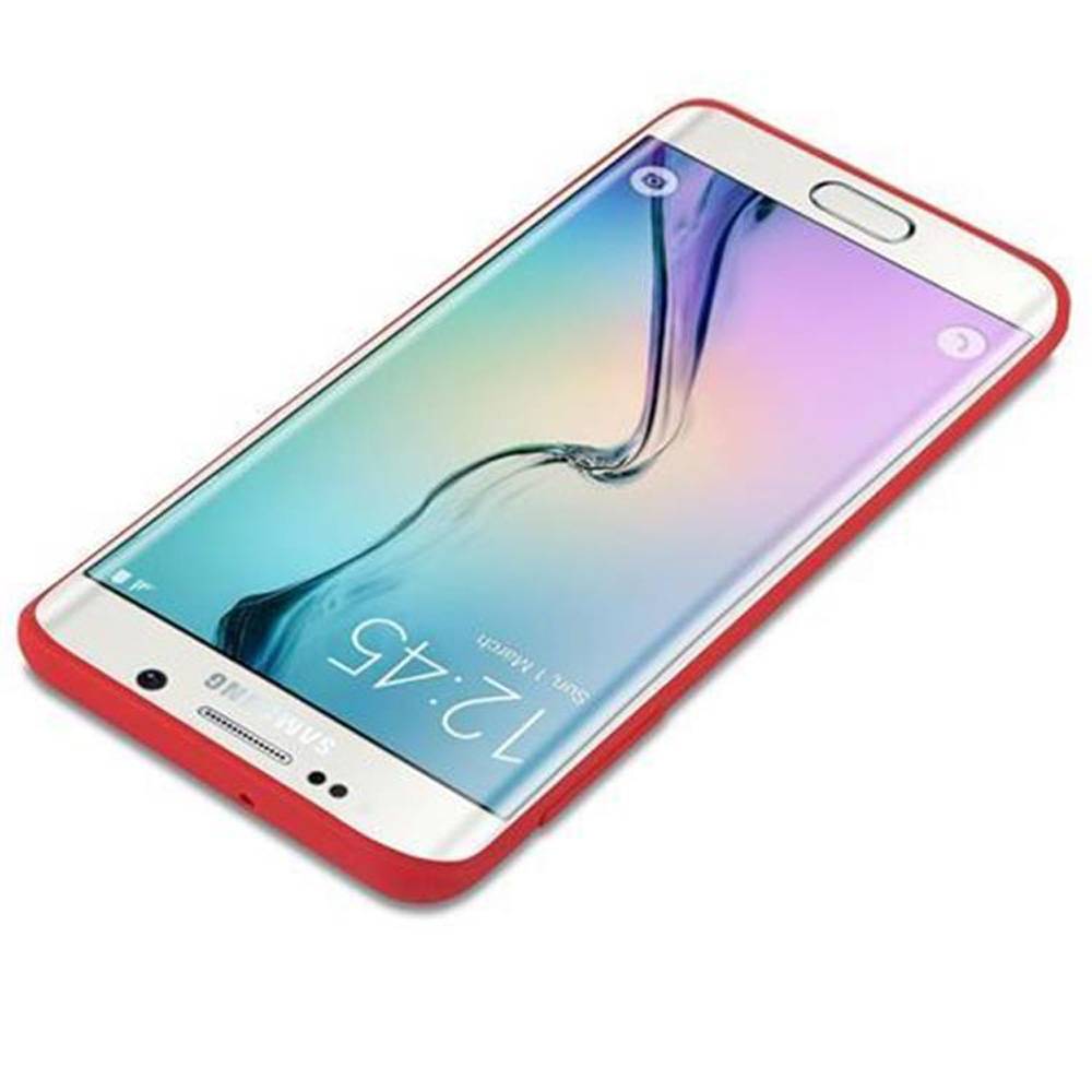 Cadorabo Hülle für Samsung Galaxy S6 EDGE Schutzhülle in Rot Handyhülle TPU Silikon Etui Case Cover