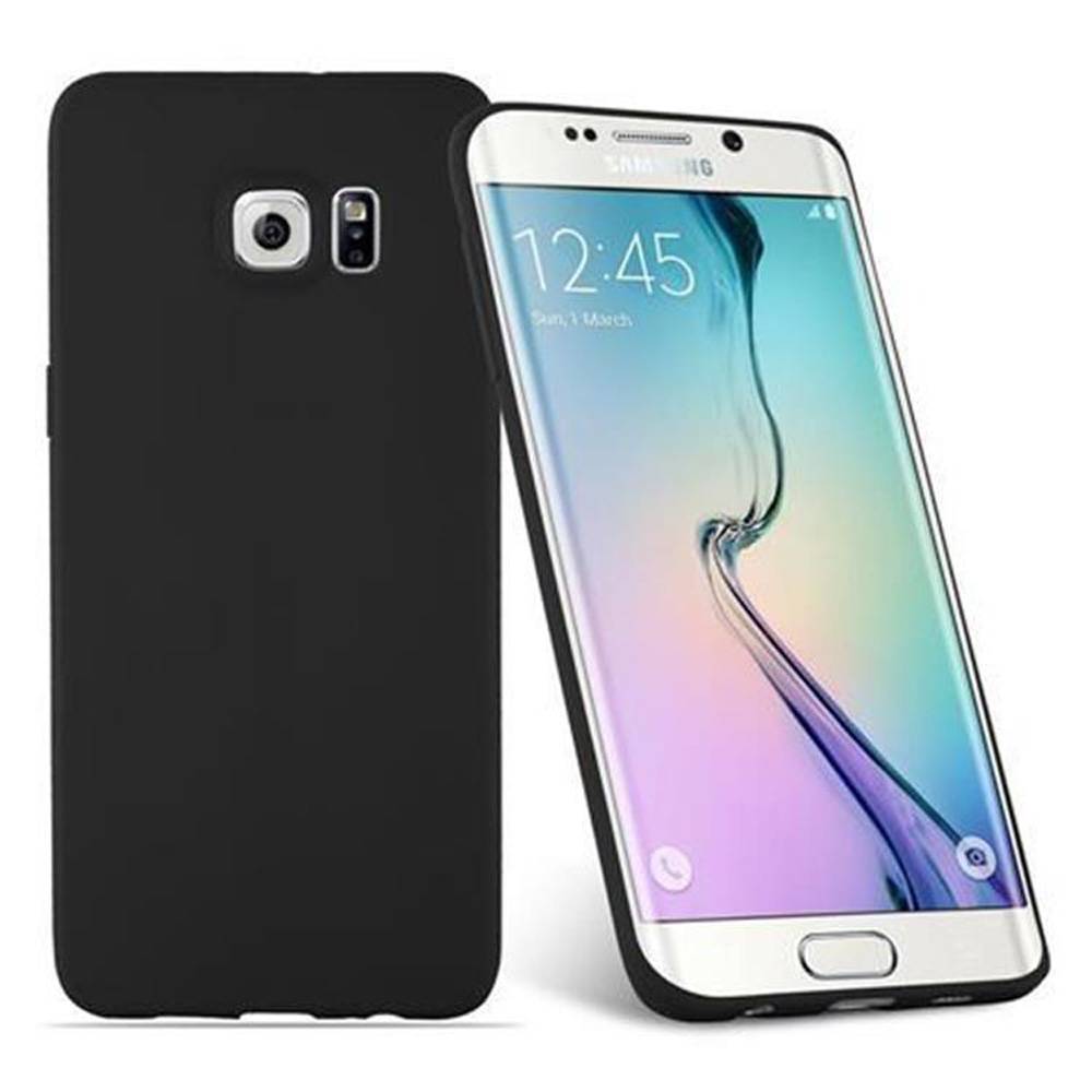Cadorabo Hülle für Samsung Galaxy S6 EDGE Schutzhülle in Schwarz Handyhülle TPU Silikon Etui Case Cover
