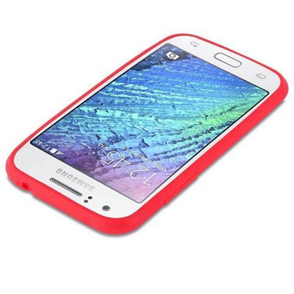 Cadorabo Hülle für Samsung Galaxy J1 2015 Schutzhülle in Rot Handyhülle TPU Silikon Etui Case Cover