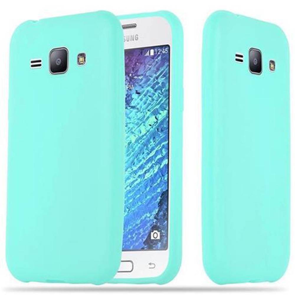 Cadorabo Hülle für Samsung Galaxy J1 2015 Schutzhülle in Blau Handyhülle TPU Silikon Etui Case Cover