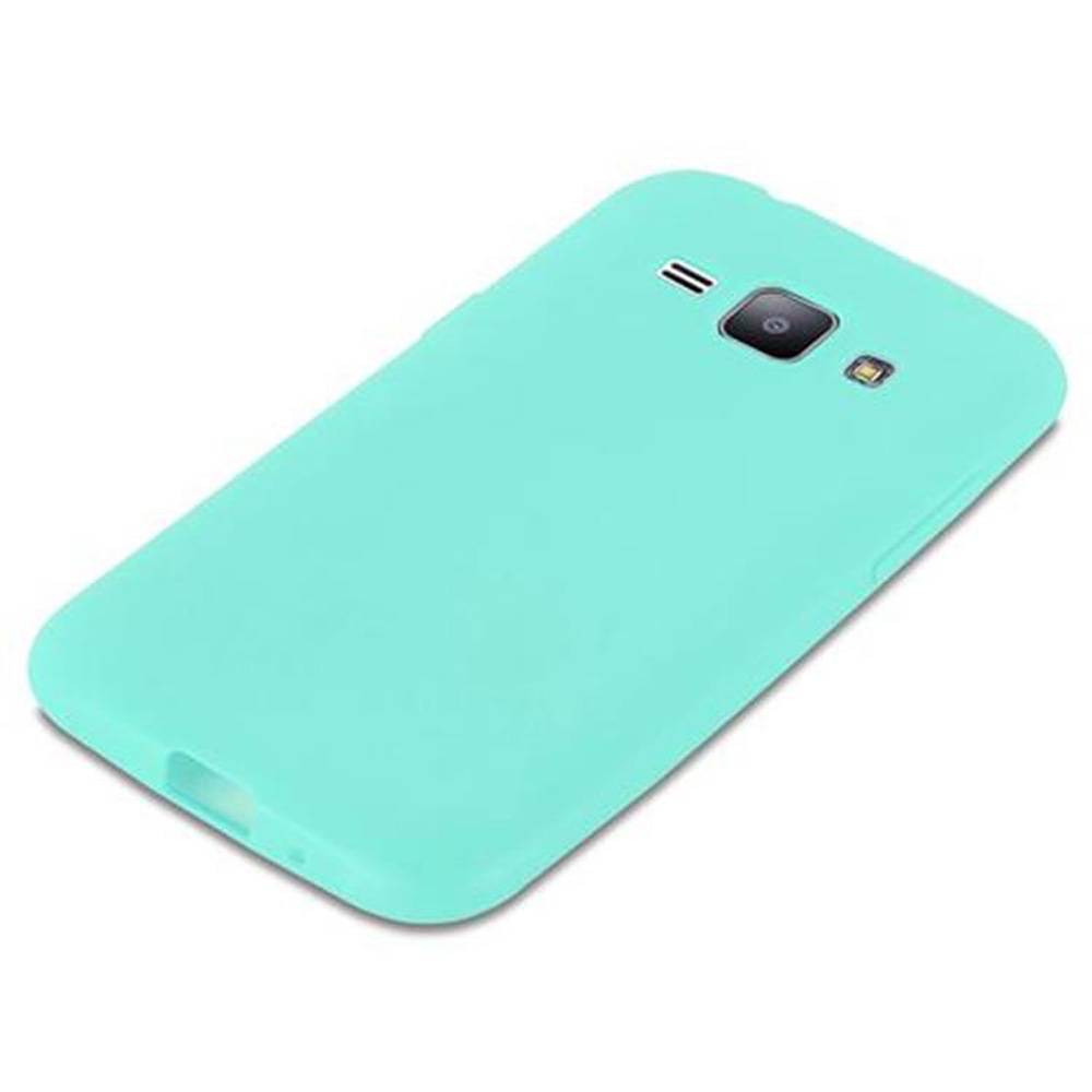 Cadorabo Hülle für Samsung Galaxy J1 2015 Schutzhülle in Blau Handyhülle TPU Silikon Etui Case Cover