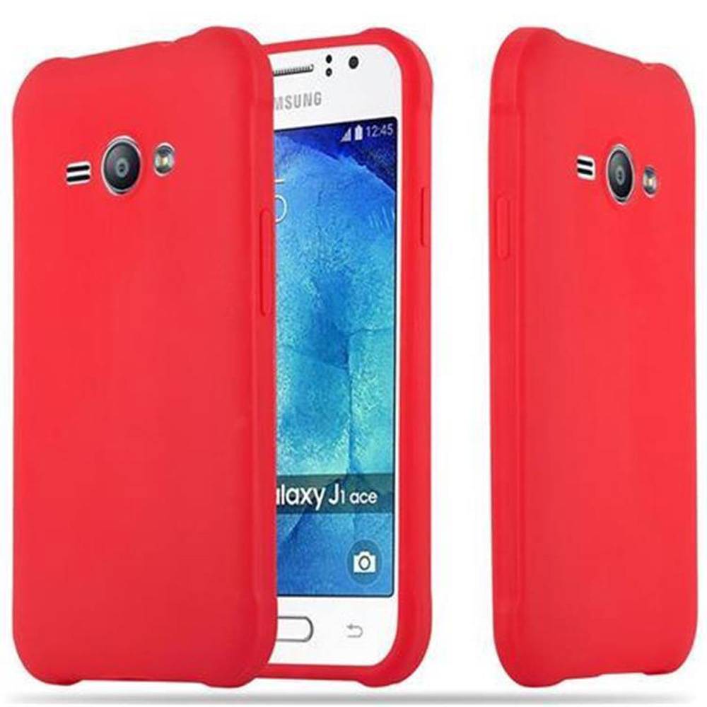 Cadorabo Hülle für Samsung Galaxy J1 ACE Schutzhülle in Rot Handyhülle TPU Silikon Etui Case Cover