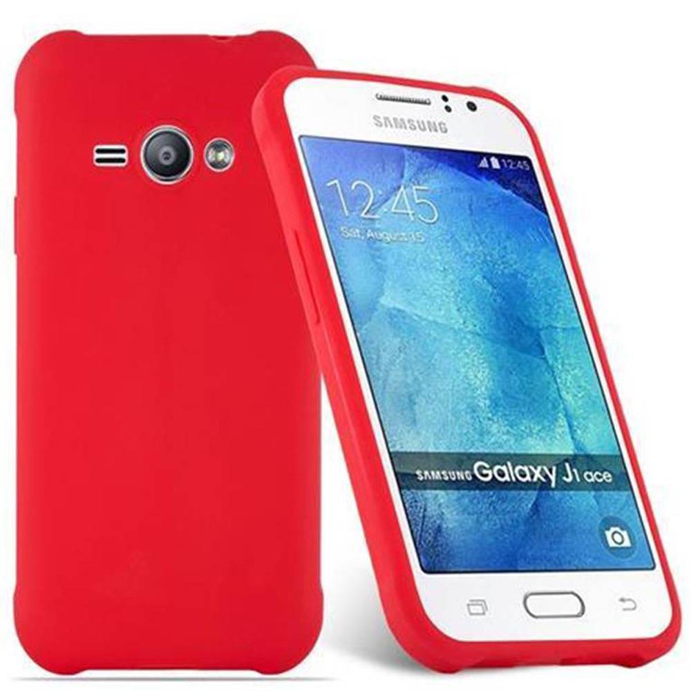 Cadorabo Hülle für Samsung Galaxy J1 ACE Schutzhülle in Rot Handyhülle TPU Silikon Etui Case Cover