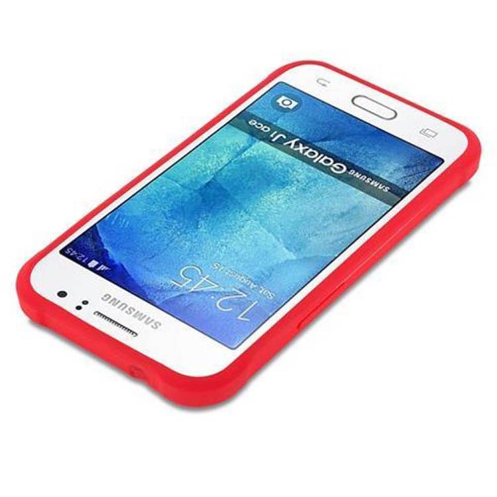 Cadorabo Hülle für Samsung Galaxy J1 ACE Schutzhülle in Rot Handyhülle TPU Silikon Etui Case Cover