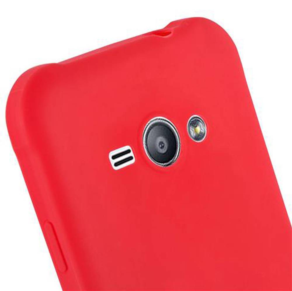 Cadorabo Hülle für Samsung Galaxy J1 ACE Schutzhülle in Rot Handyhülle TPU Silikon Etui Case Cover