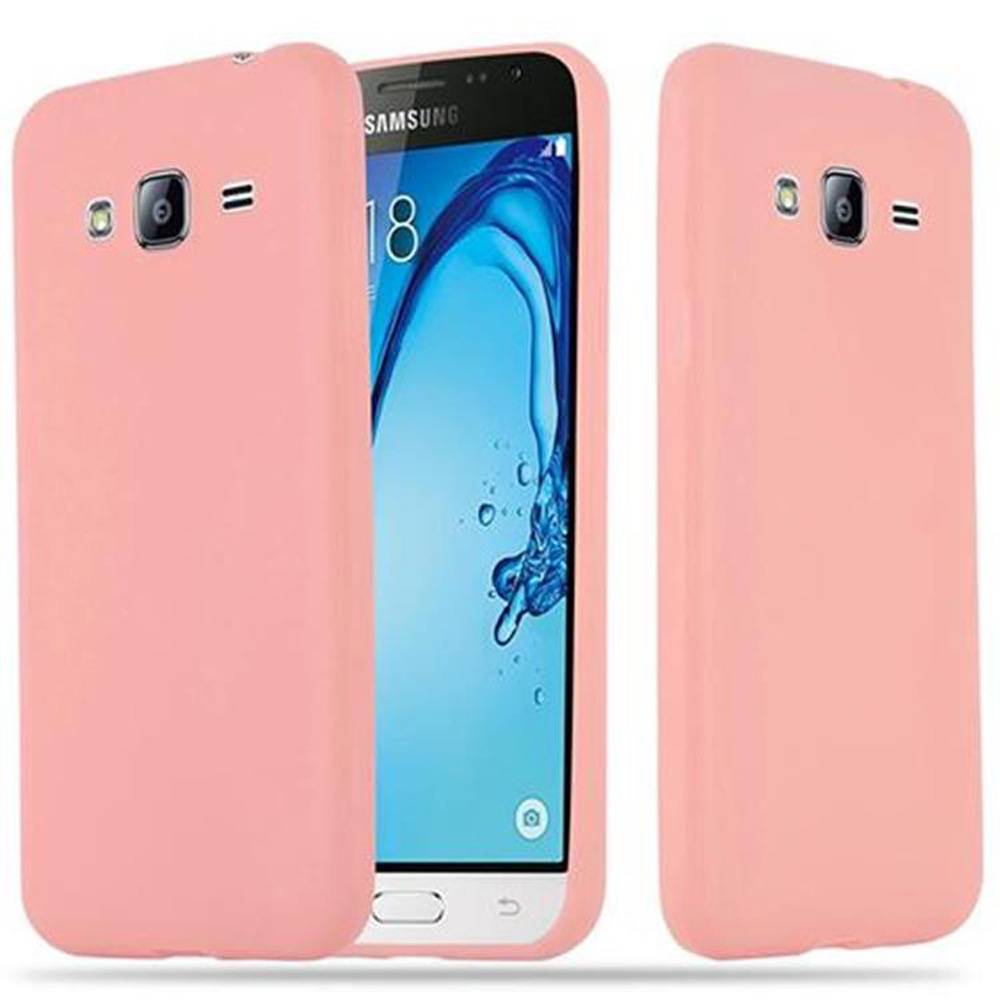 Cadorabo Hülle für Samsung Galaxy J3 2015 Schutzhülle in Rosa Handyhülle TPU Silikon Etui Case Cover