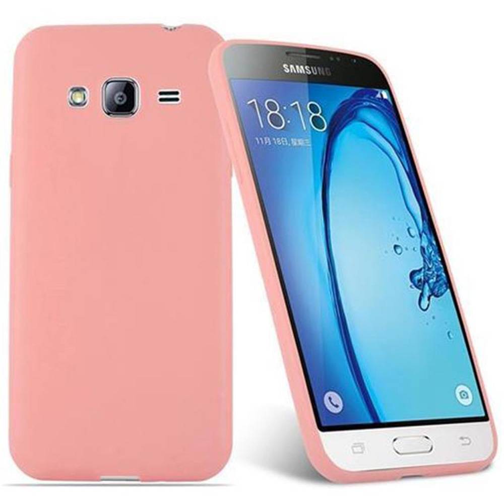 Cadorabo Hülle für Samsung Galaxy J3 2015 Schutzhülle in Rosa Handyhülle TPU Silikon Etui Case Cover