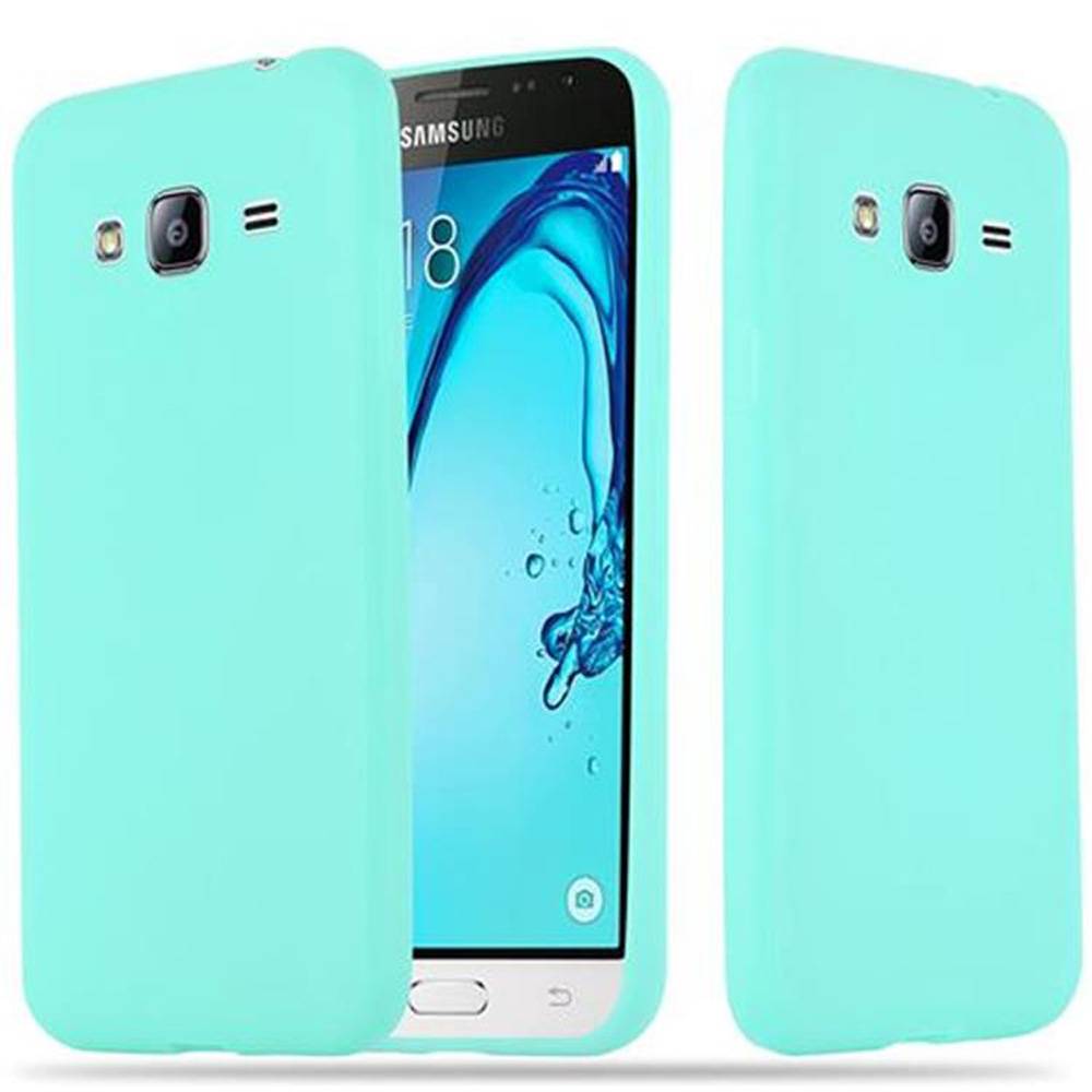 Cadorabo Hülle für Samsung Galaxy J3 2015 Schutzhülle in Blau Handyhülle TPU Silikon Etui Case Cover