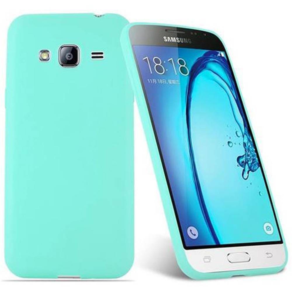 Cadorabo Hülle für Samsung Galaxy J3 2015 Schutzhülle in Blau Handyhülle TPU Silikon Etui Case Cover