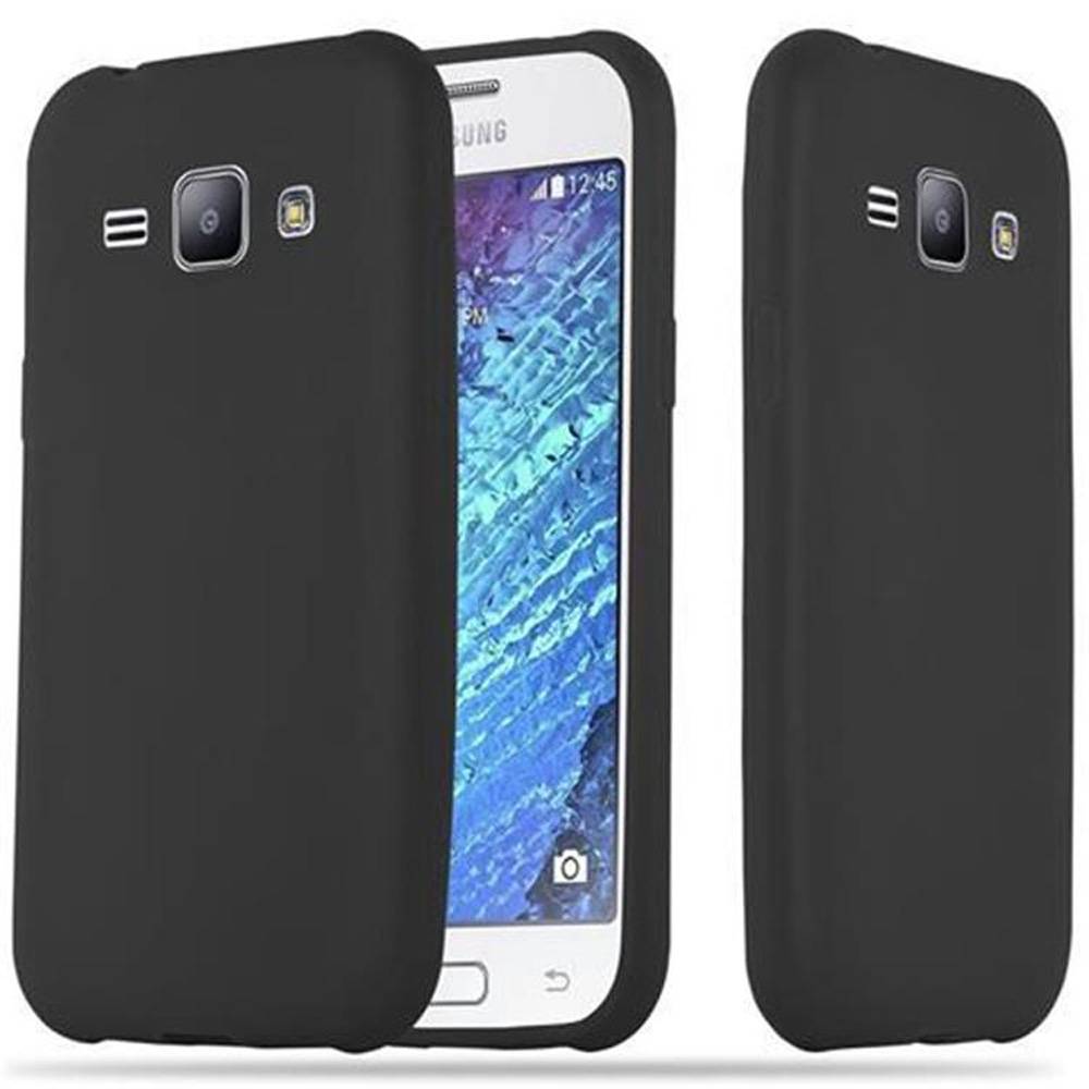 Cadorabo Hülle für Samsung Galaxy J1 2015 Schutzhülle in Schwarz Handyhülle TPU Silikon Etui Case Cover