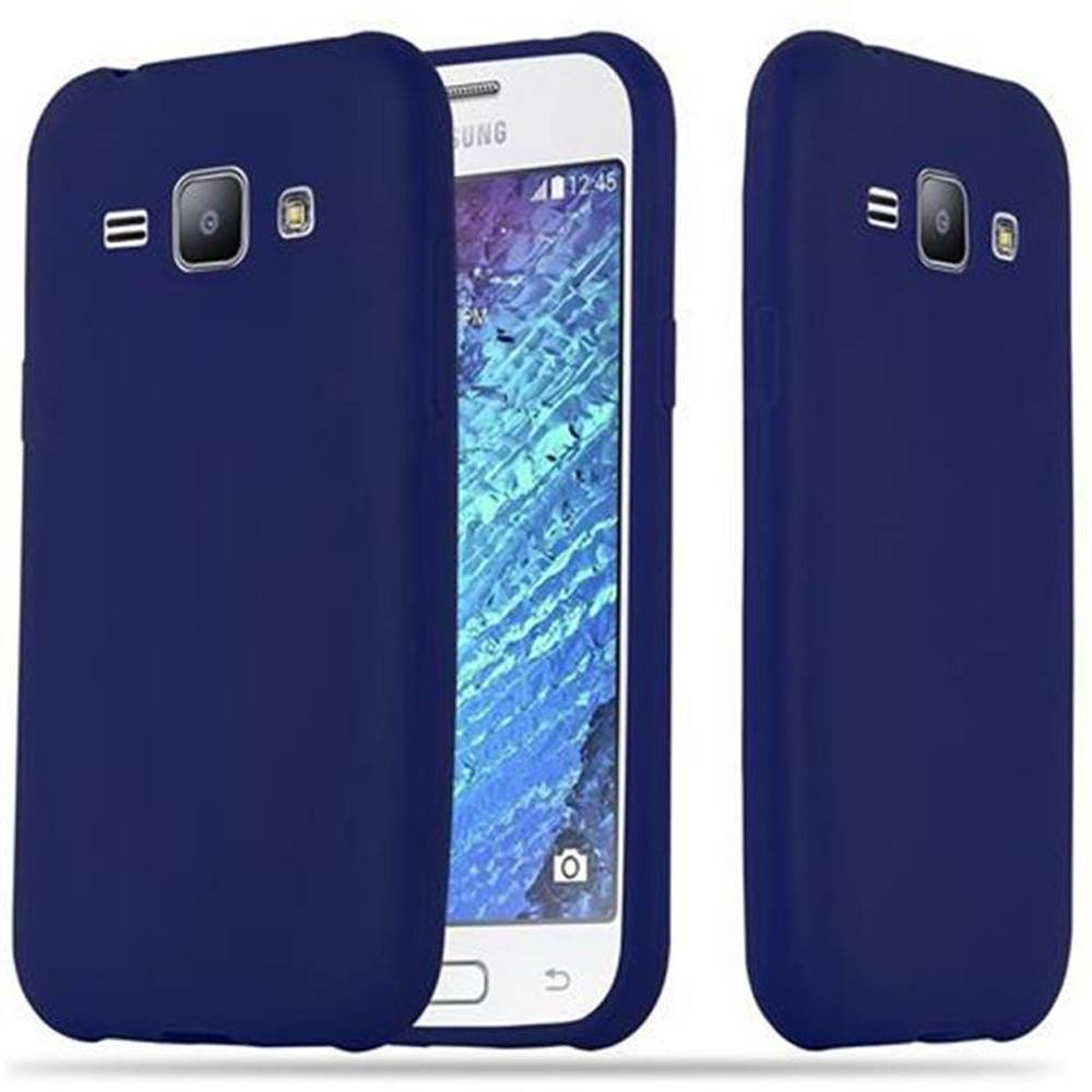 Cadorabo Hülle für Samsung Galaxy J1 2015 Schutzhülle in Blau Handyhülle TPU Silikon Etui Case Cover