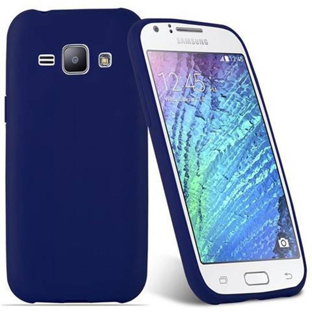Cadorabo Hülle für Samsung Galaxy J1 2015 Schutzhülle in Blau Handyhülle TPU Silikon Etui Case Cover