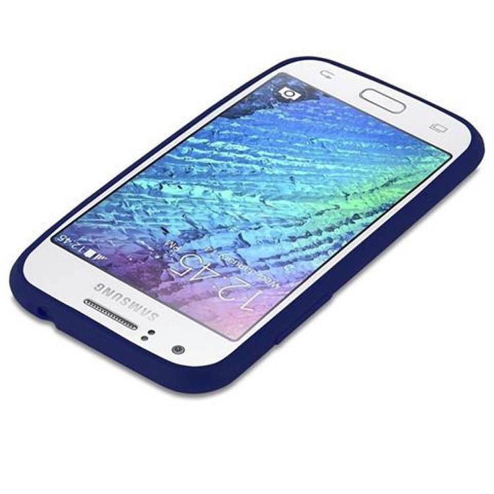Cadorabo Hülle für Samsung Galaxy J1 2015 Schutzhülle in Blau Handyhülle TPU Silikon Etui Case Cover