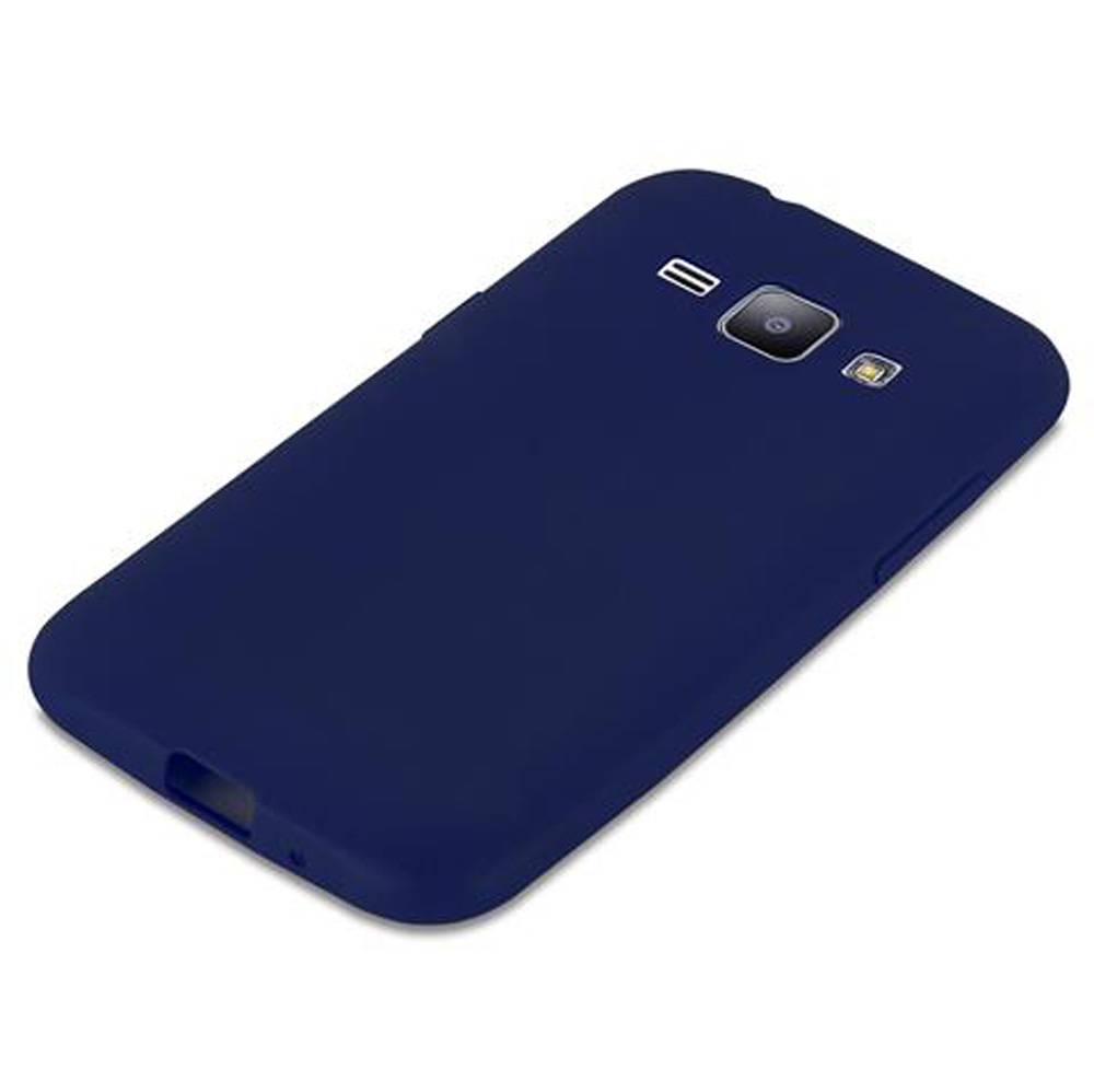 Cadorabo Hülle für Samsung Galaxy J1 2015 Schutzhülle in Blau Handyhülle TPU Silikon Etui Case Cover