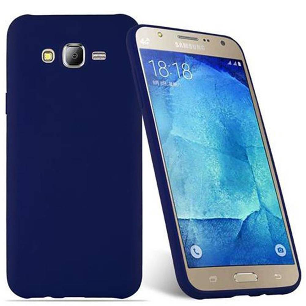 Cadorabo Hülle für Samsung Galaxy J7 2015 Schutzhülle in Blau Handyhülle TPU Silikon Etui Case Cover
