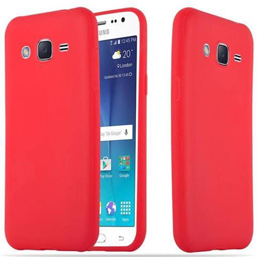 Cadorabo Hülle für Samsung Galaxy J2 2015 Schutzhülle in Rot Handyhülle TPU Silikon Etui Case Cover