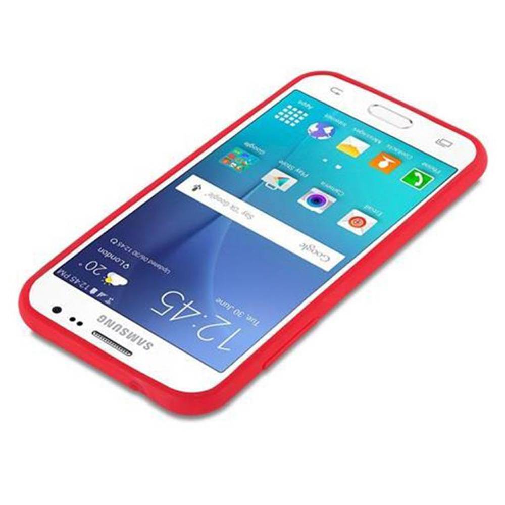 Cadorabo Hülle für Samsung Galaxy J2 2015 Schutzhülle in Rot Handyhülle TPU Silikon Etui Case Cover