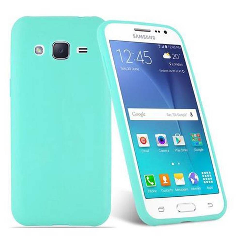 Cadorabo Hülle für Samsung Galaxy J2 2015 Schutzhülle in Blau Handyhülle TPU Silikon Etui Case Cover