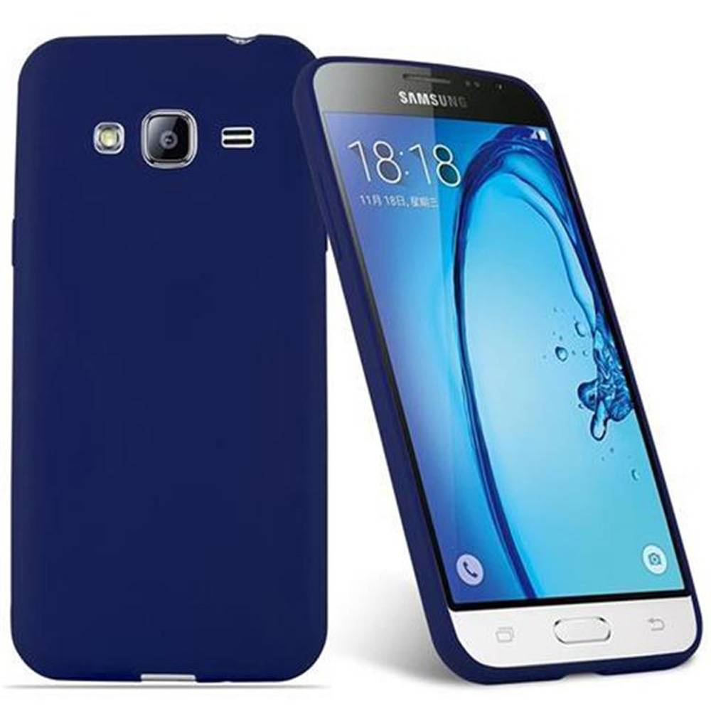 Cadorabo Hülle für Samsung Galaxy J3 2015 Schutzhülle in Blau Handyhülle TPU Silikon Etui Case Cover