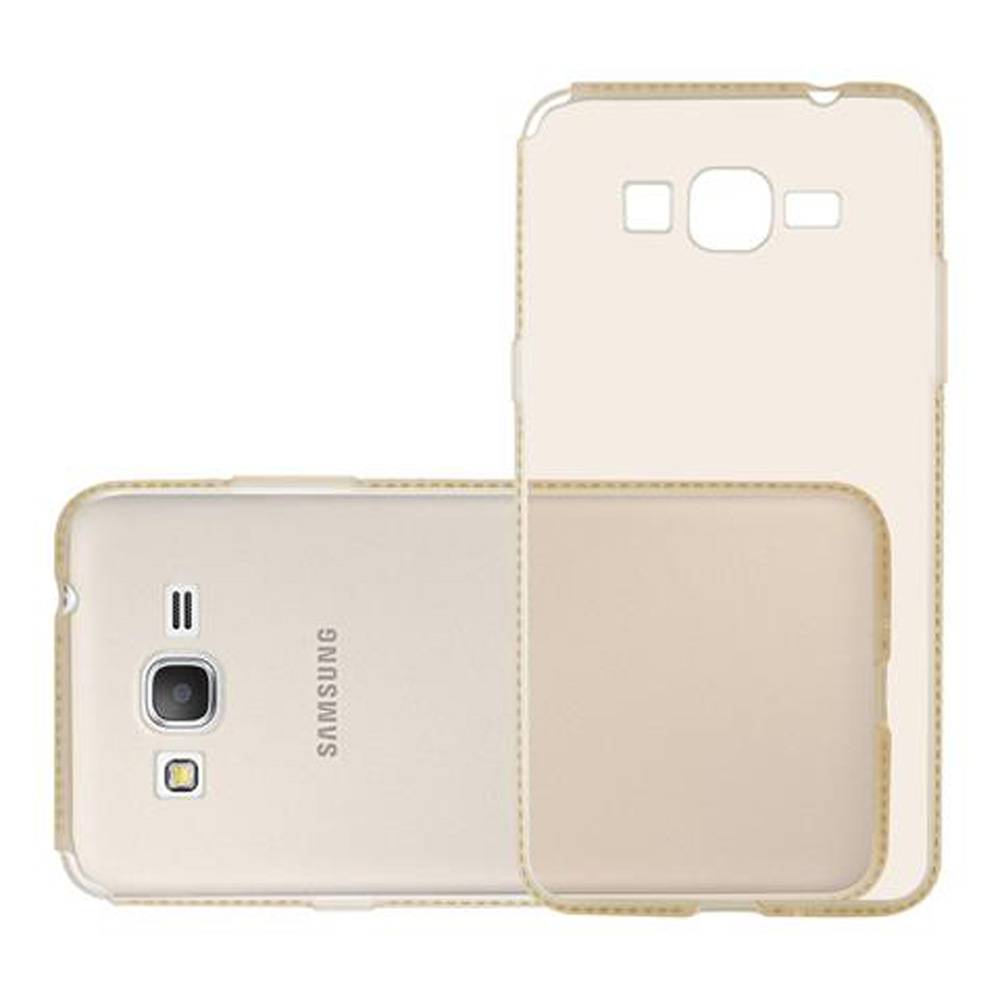 Cadorabo Hülle für Samsung Galaxy GRAND PRIME Schutz Hülle in Gelb Case Cover TPU Silikon Strass Handyhülle Etui
