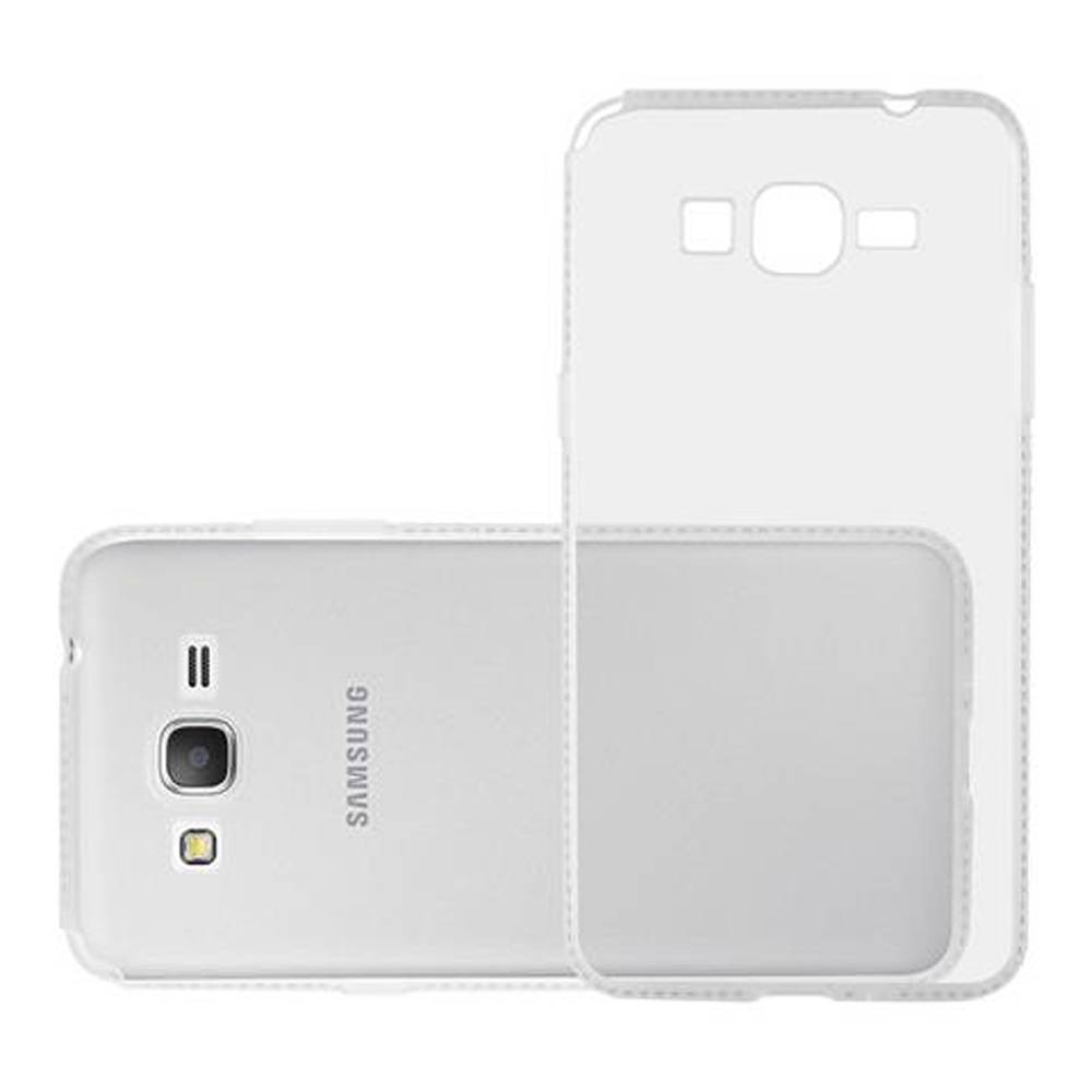 Cadorabo Hülle für Samsung Galaxy GRAND PRIME Schutz Hülle in Weiß Case Cover TPU Silikon Strass Handyhülle Etui