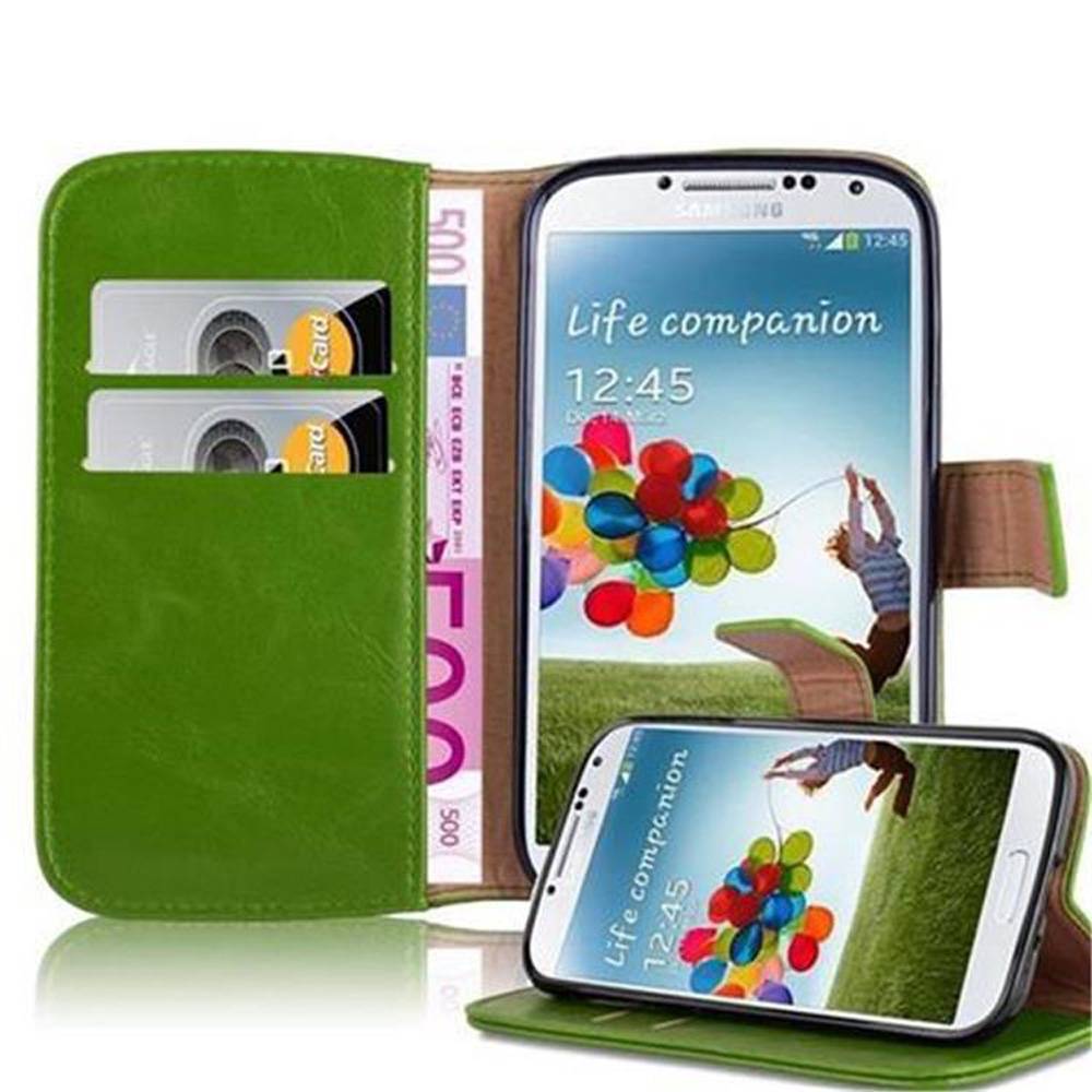 Cadorabo Hülle für Samsung Galaxy S4 Schutzhülle in Grün Handyhülle Book Tasche Case Etui Luxury