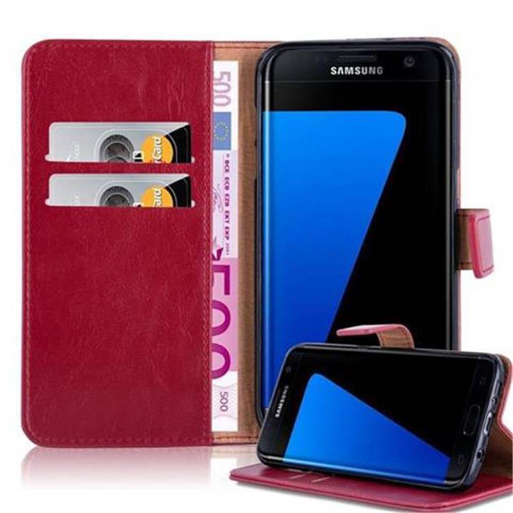 Cadorabo Hülle für Samsung Galaxy S7 EDGE Schutzhülle in Rot Handyhülle Book Tasche Case Etui Luxury