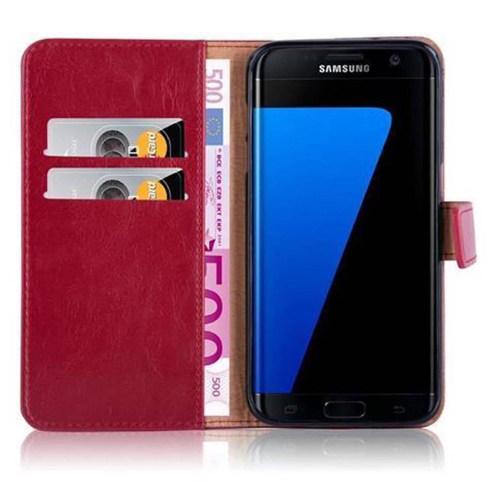Cadorabo Hülle für Samsung Galaxy S7 EDGE Schutzhülle in Rot Handyhülle Book Tasche Case Etui Luxury