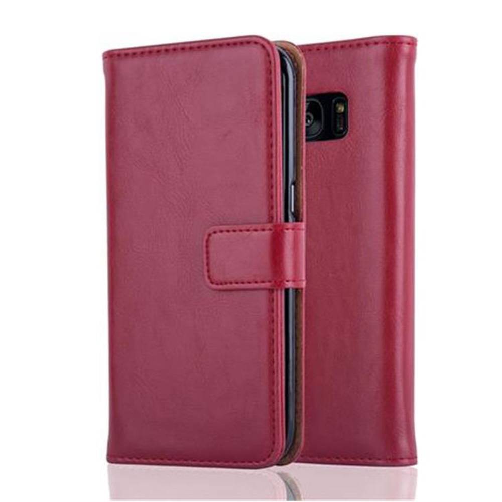 Cadorabo Hülle für Samsung Galaxy S7 EDGE Schutzhülle in Rot Handyhülle Book Tasche Case Etui Luxury