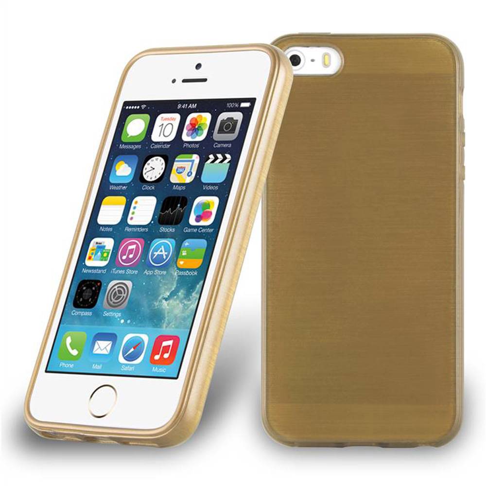 Cadorabo Hülle für Apple iPhone 5 / 5S / SE 2016 Schutz Hülle in Gold Schutzhülle TPU Silikon Etui Case Cover