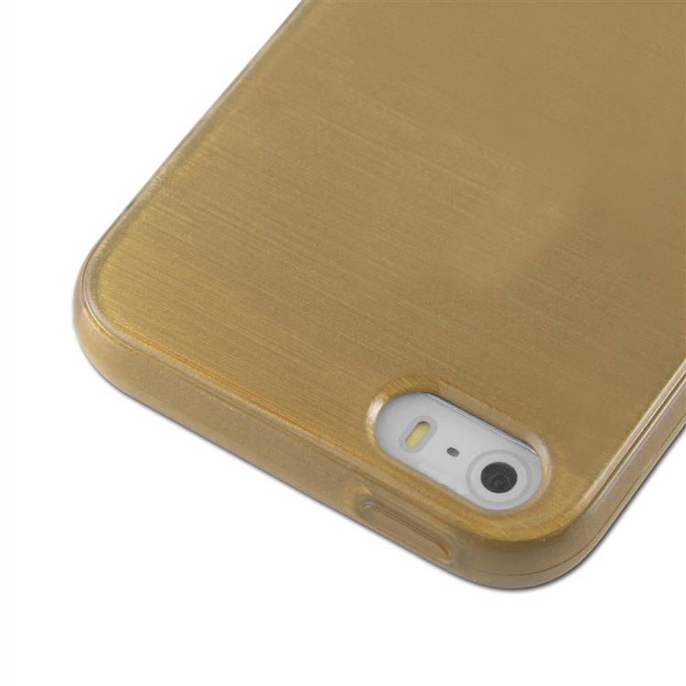 Cadorabo Hülle für Apple iPhone 5 / 5S / SE 2016 Schutz Hülle in Gold Schutzhülle TPU Silikon Etui Case Cover