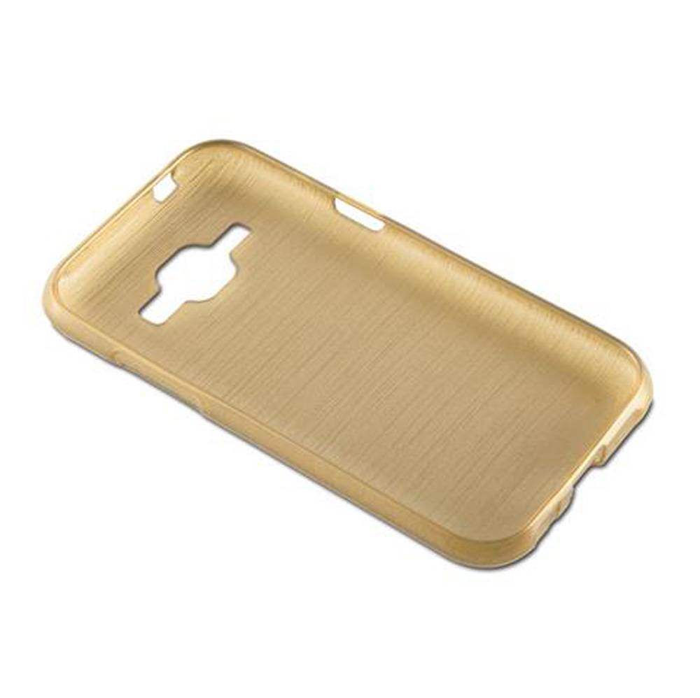 Cadorabo Hülle für Samsung Galaxy J1 2015 Schutz Hülle in Gold Schutzhülle TPU Silikon Etui Case Cover
