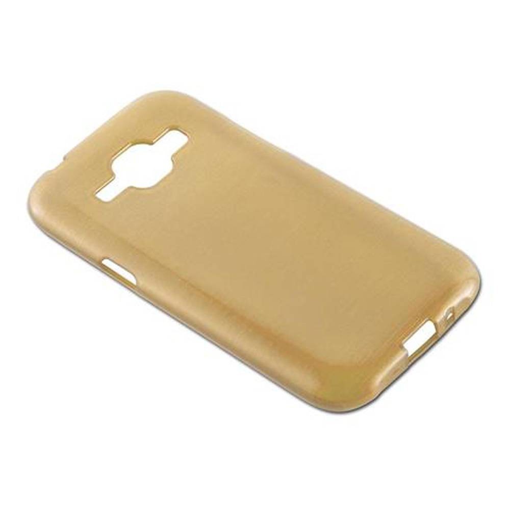 Cadorabo Hülle für Samsung Galaxy J1 2015 Schutz Hülle in Gold Schutzhülle TPU Silikon Etui Case Cover