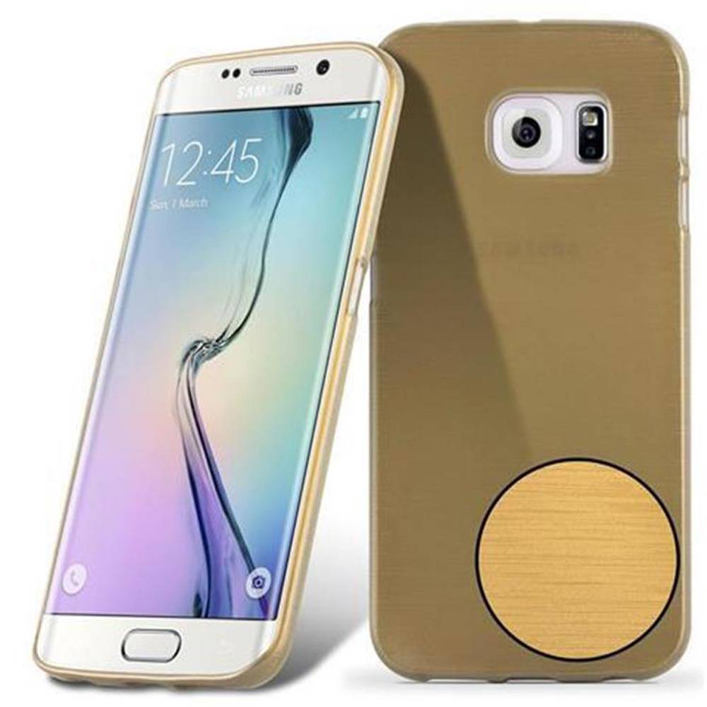Cadorabo Hülle für Samsung Galaxy S6 EDGE Schutz Hülle in Gold Schutzhülle TPU Silikon Etui Case Cover